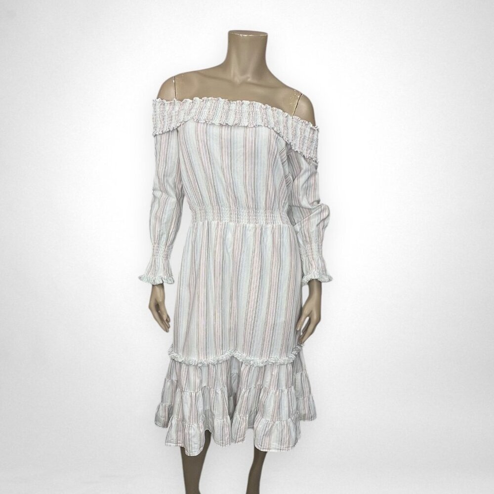 COOPER & ELLA Small Off the Shoulder Striped Summer Dress Vacation‎